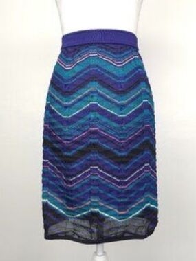 STUNNING Missoni Classic Zigzag Knit Skirt In Purple/Black/Teal, Size 12 💜